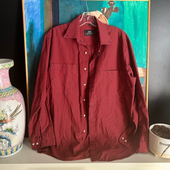 Vintage Sears Red and Black Plaid Shirt M - Picture 1 of 15